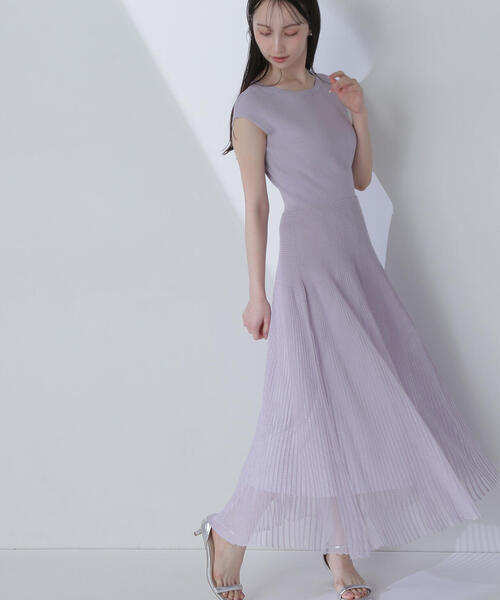 「NATURAL BEAUTY BASIC」 ノースリーブワンピース P/S パープル レディースの画像