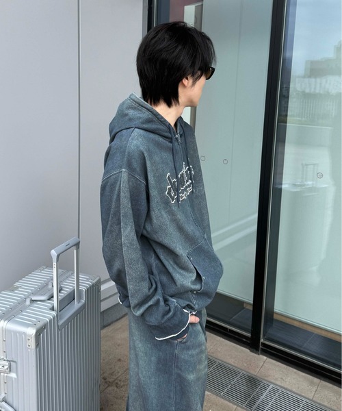 パーカー 「26SS」デニムプリント加工ジップパーカー メンズ