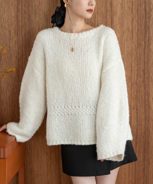 「hinari」 長袖ニット FREE ホワイト レディース_画像3