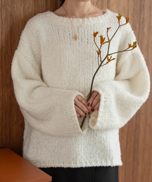 「hinari」 長袖ニット FREE ホワイト レディース_画像5