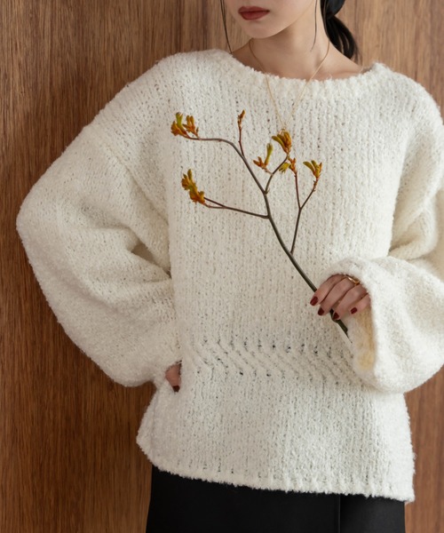 「hinari」 長袖ニット FREE ホワイト レディース_画像7