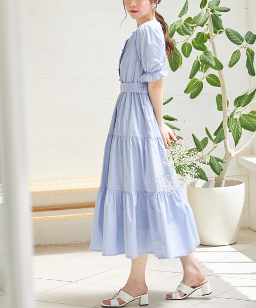 「tocco closet」 半袖ワンピース M ブルー レディース_画像8
