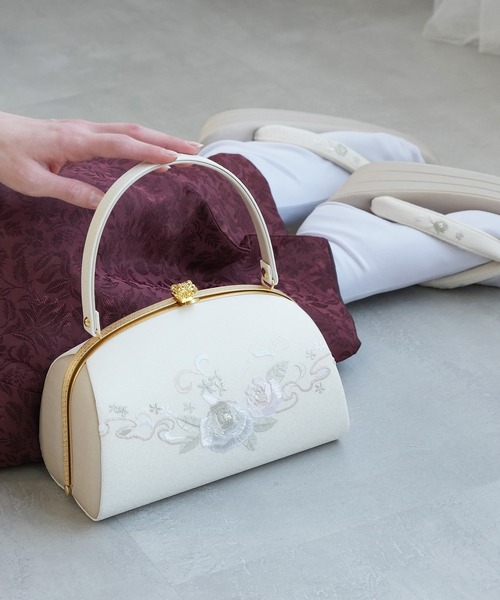 utatane 草履バッグ ローズ刺繍 厚底草履 3枚芯 日本製 レディース