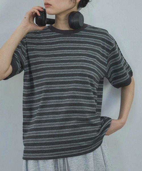 feepur（フェピュール） tシャツ マルチボーダーオーバーリンガーTee
