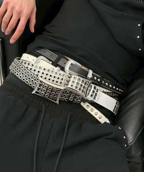 ニットくん着用 sqoud スタッズベルト ベルト 「Never mind the XU」studs belt / 「ネバーマインド ザ