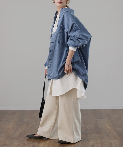 「HUG.U」 長袖シャツ FREE ブラック レディース_画像4