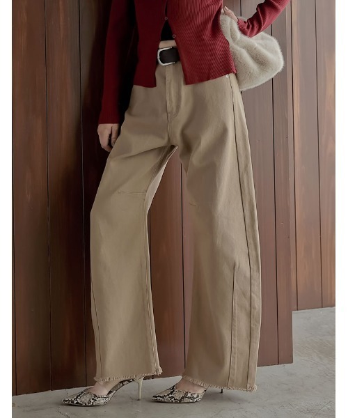 「Re:EDIT」 デニムパンツ MEDIUM ベージュ レディース_画像2