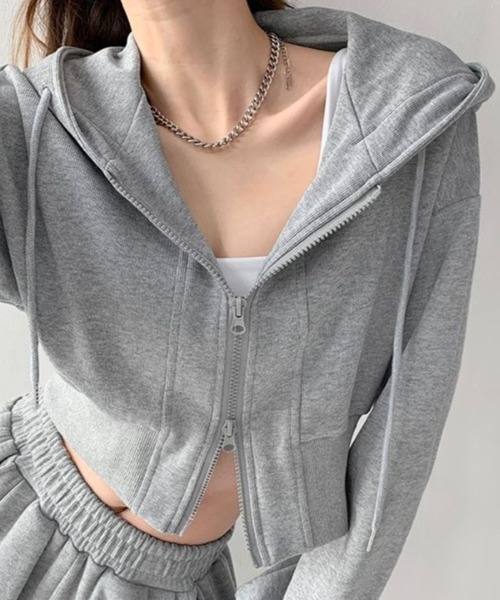 「CANVAS+」 ジップアップパーカー M ブラック レディース_画像2