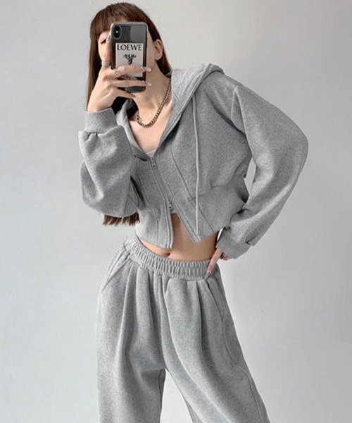 「CANVAS+」 ジップアップパーカー M ブラック レディース_画像3