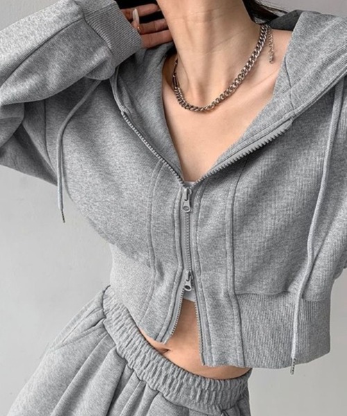 「CANVAS+」 ジップアップパーカー M ブラック レディース_画像6