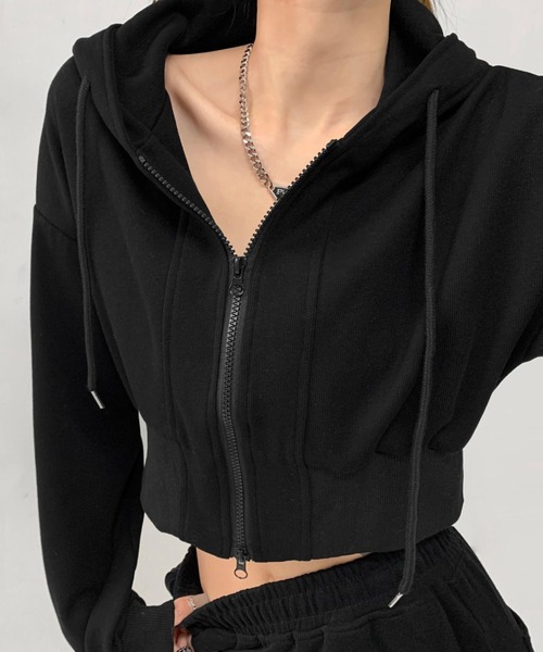 「CANVAS+」 ジップアップパーカー M ブラック レディース_画像7