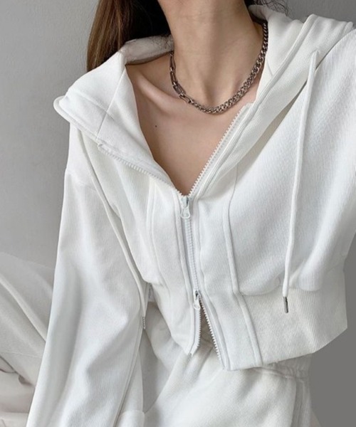 「CANVAS+」 ジップアップパーカー M ブラック レディース_画像8