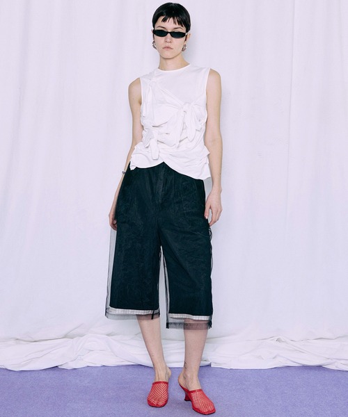 ハーフパンツ パンツ 短パン Tulle Layered Midi Pants/チュールレイヤードミモレパンツ レディース