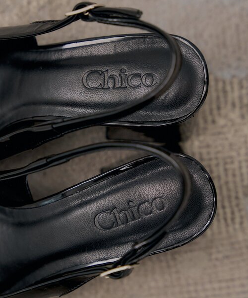 Chico（チコ） パンプス ミュール チャーム付きブロックヒールミュール