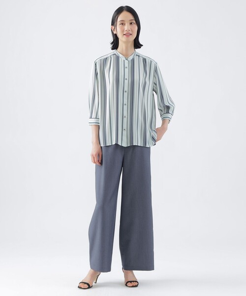 「TRANS WORK」 7分袖ブラウス 38 グリーン レディース_画像4