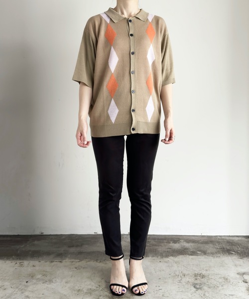 「COMMON WARE」 「HALHAM」ニットカーディガン L グリーン レディース_画像9