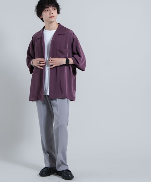 「WEGO」 半袖シャツ LARGE ワイン メンズ_画像5