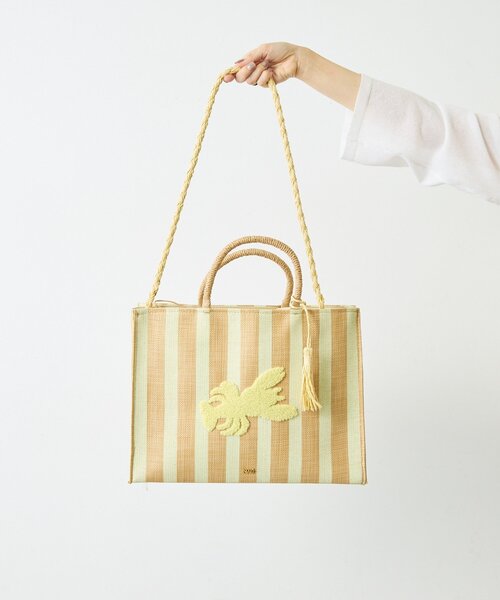 【美品】ear PAPILLONNER/ストライプトートバッグ ear PAPILLONNER（イア パピヨネ） トートバッグ 「NALI」ストライプ