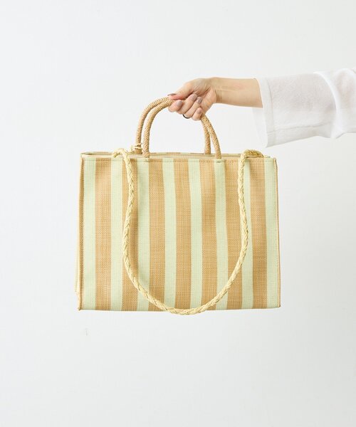 【美品】ear PAPILLONNER/ストライプトートバッグ ear PAPILLONNER（イア パピヨネ） トートバッグ 「NALI」ストライプ