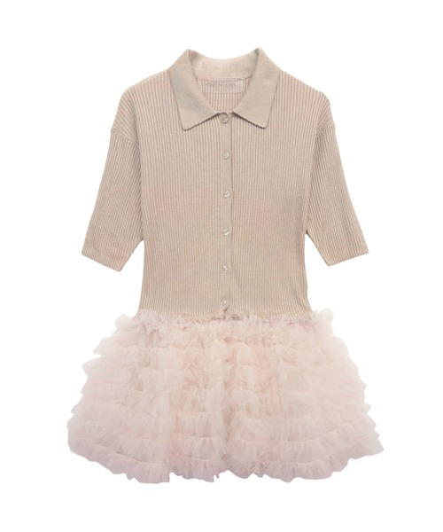 HONEY MI HONEY（ハニーミーハニー） カーディガン 半袖 tulle peplum