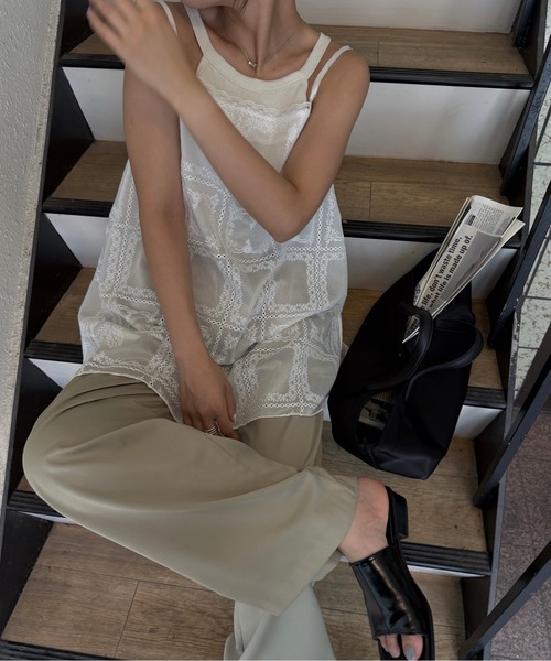 nananamoe（ナナナモエ） キャミソール sheer embroidery lace cami