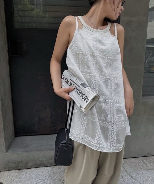 nananamoe（ナナナモエ） キャミソール sheer embroidery lace cami