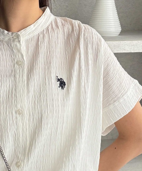 「U.S. POLO ASSN.」 半袖ブラウス MEDIUM ネイビー レディース_画像6