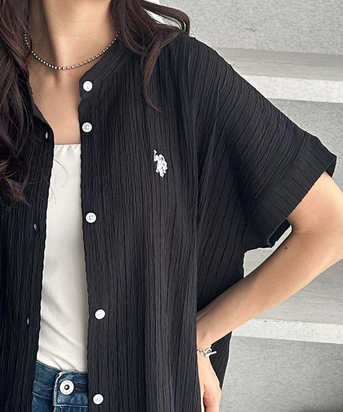 「U.S. POLO ASSN.」 半袖ブラウス MEDIUM ネイビー レディース_画像9