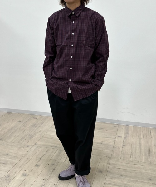 MACHATT カラーブロードシャツ　ネイビー　チェック NAVY シャツ ブロードチェックレギュラーカラーシャツ メンズ