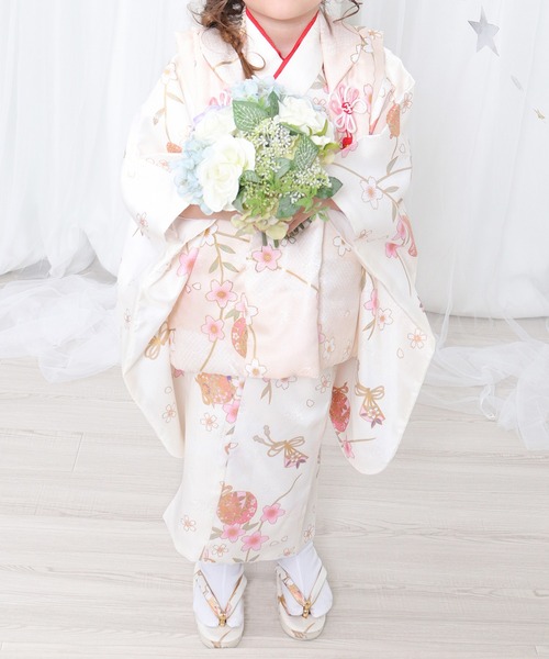 【美品】キョウエツ　七五三　くすみカラー　着物　淡色　女の子 ３歳　セット KYOETSU（京越） 着物 3歳七五三着物9点セット くすみC キッズ 子供