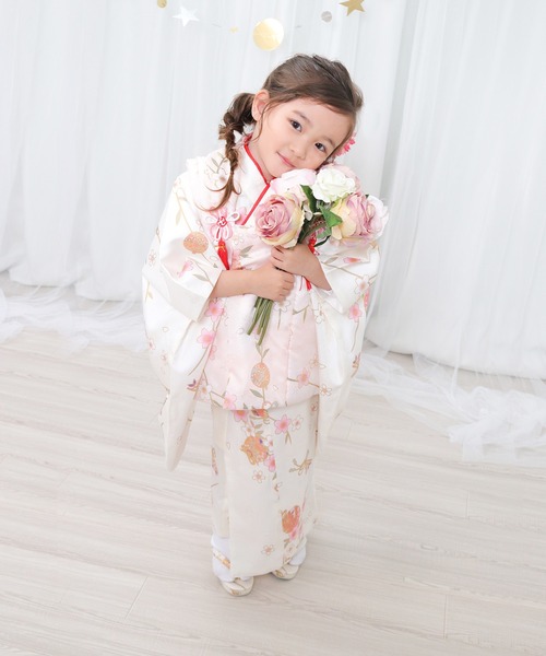 七五三 着物 3歳 女の子 【全て揃った豪華9点フルセット】 人気くすみカラー KYOETSU（京越） 着物 3歳七五三着物9点セット くすみC キッズ 子供