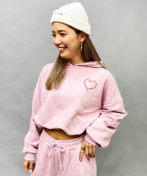 alo ピンク クロップドパーカー モデル御用達】ALO yoga ハーフジップパーカー3colors (ALO Yoga