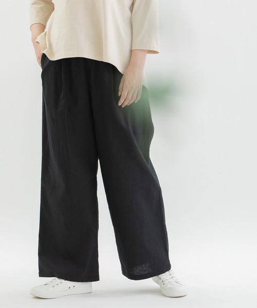 nop de nod パンツ リネンコットンワイドパンツ レディース