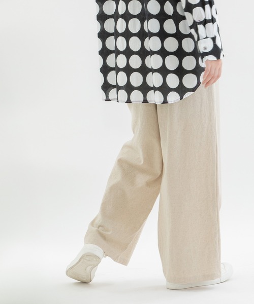 nop de nod パンツ リネンコットンワイドパンツ レディース