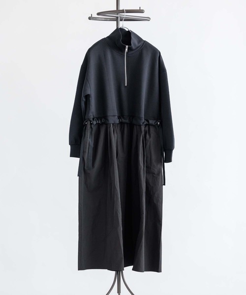 Anside（アンサイド） ワンピース ダンボールニット×タフタフロント