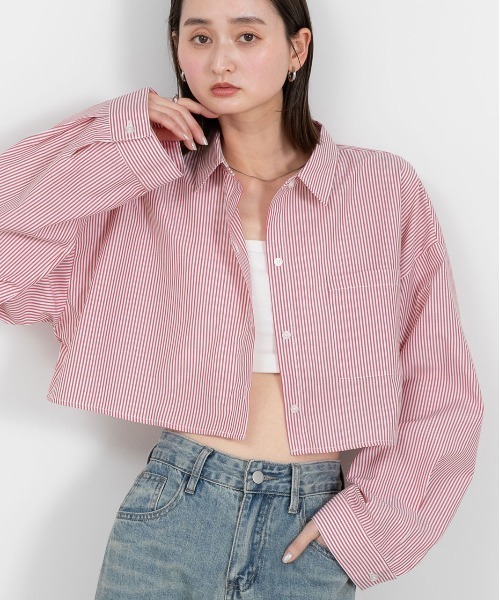 ad thie（アドティエ） ブラウス シャツ ポケット付き ショート丈