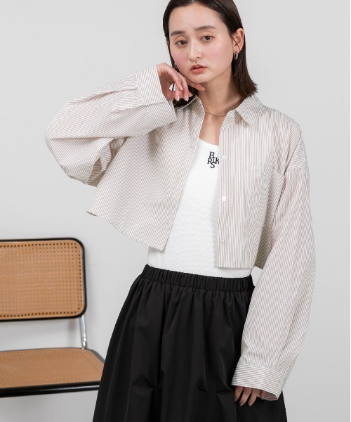 ad thie（アドティエ） ブラウス シャツ ポケット付き ショート丈