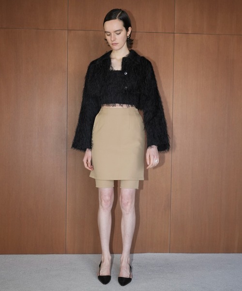 【美品】CLANE 短丈ジャケット　サイズ1 CLANE（クラネ） コート アウター FRINGE SHORT JACKET レディース