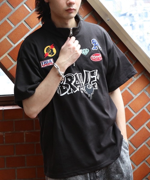 8（eight） tシャツ ワッペンハーフジップ メンズ レディース