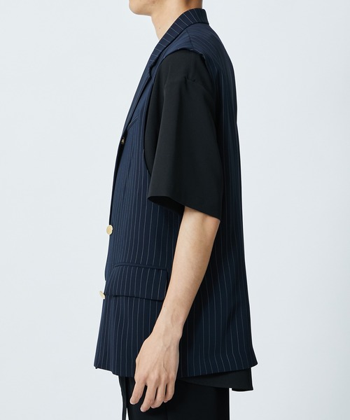 CULLNI（クルニ） ベスト STUDIOUS別注 NOSLEEVE STRIPE JACKET メンズ