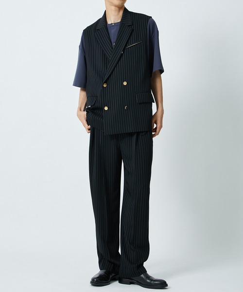 CULLNI（クルニ） ベスト STUDIOUS別注 NOSLEEVE STRIPE JACKET メンズ