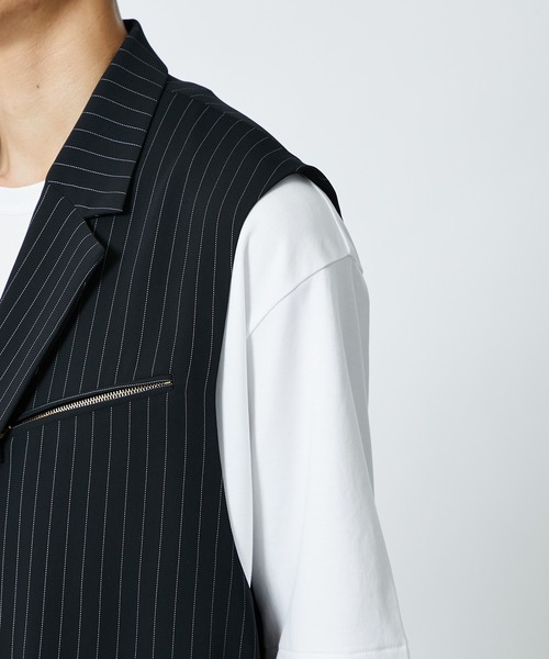 CULLNI（クルニ） ベスト STUDIOUS別注 NOSLEEVE STRIPE JACKET メンズ