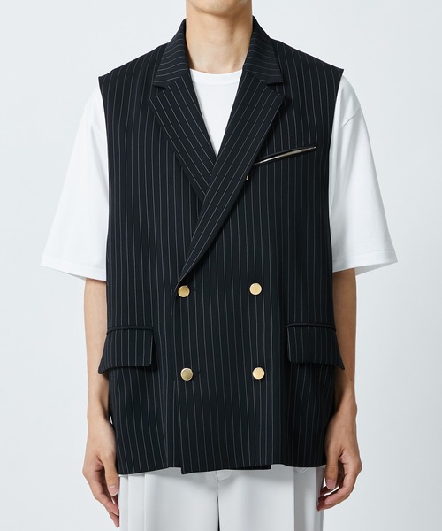 CULLNI（クルニ） ベスト STUDIOUS別注 NOSLEEVE STRIPE JACKET メンズ