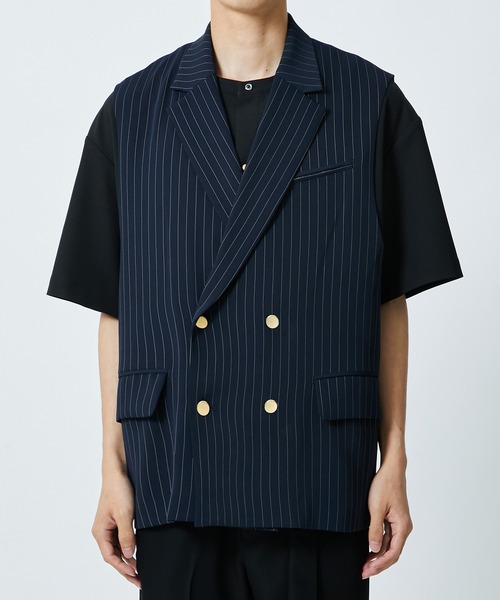 cullni STUDIOUS別注 NOSLEEVE STRIPE JACKET CULLNI（クルニ） ベスト STUDIOUS別注 NOSLEEVE STRIPE JACKET メンズ