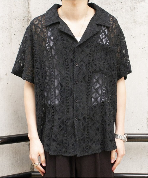 Noen シャツ レースパターンオープンシャツ メンズ : ZOZOTOWN