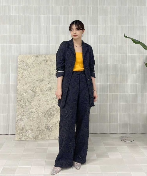 AMERI VINTAGE 黒テーラードジャケット パンツ セットアップ Ameri（アメリ） ジャケット テーラードジャケット ATHENA CUT WORK
