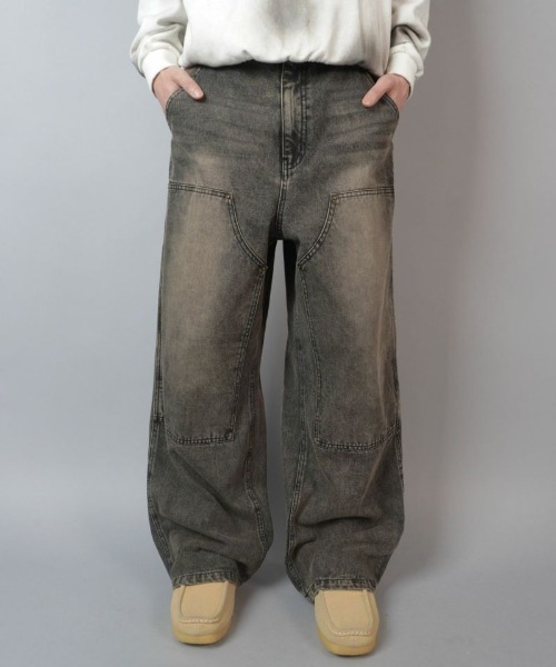 2way ビンテージライクダメージダブルニーデニムパンツ セール】2WAY VINTAGE LIKE DAMAGE DOUBLE KNEE DENIM PANTS
