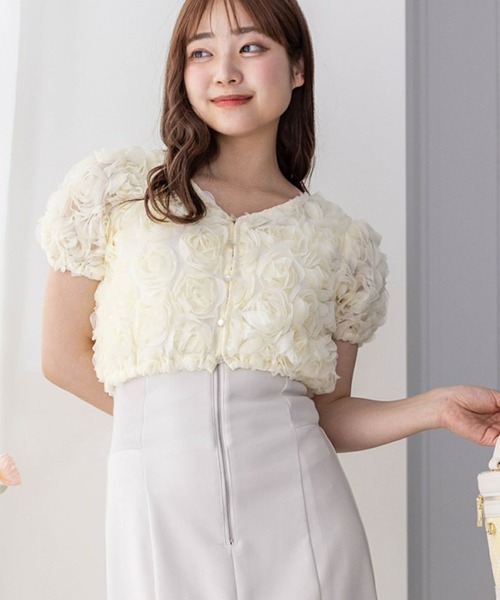 clear カーディガン バラモチーフ半袖カーディガン「大人
