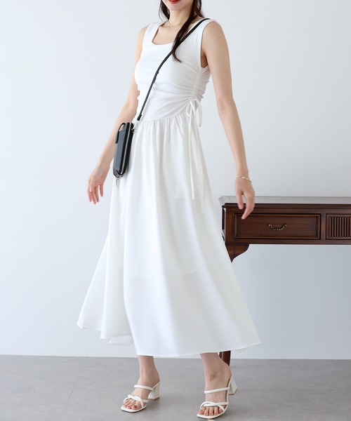 【新品未使用】ブルアンドブル Bull&Bul ノースリーブワンピース ホワイト 5色展開】「Meridian」チュール フロントオープン ノースリーブ