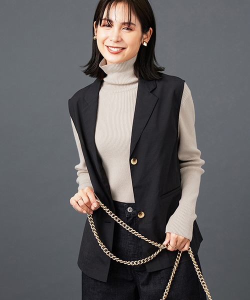 ニット セーター リブニットタートルネックプルオーバー レディース | BELLUNA PLUS | 14